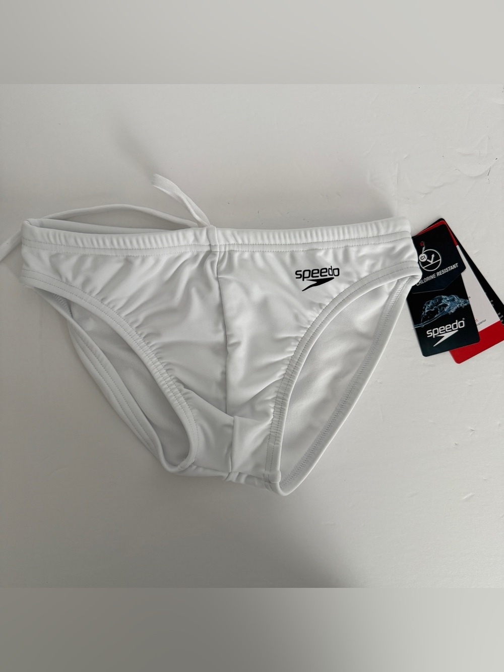 Speedo Men’s White PowerFLEX Eco Swim Brief Bikini Swimsuit Size 28
